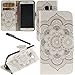 Urvoix Galaxy S7 Case, Card Holder Stand Leather Wallet Case - White Flower Flip Cover for G930 Samsung Galaxy S7