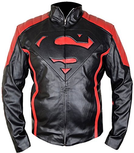 Superman Returns Costumes Smallville - MSHC Black Superman V2 Jacket Fitted Smallville Leather Jacket Black & Red