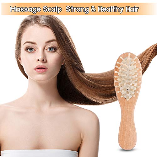 Dry Skin Body Brush Set Exfoliating Back Brush for Shower with 100% Natural Boar Bristle Brush & Hair Brush & Foot Pumice Stone, Wooden Round Bath Brush for Lymphatic Scrub, Detox , Cellulite Massage Brush Gift Set - Thumbnail 2