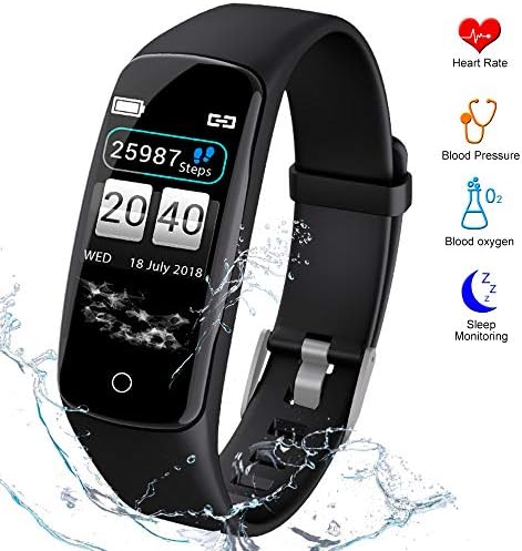 Fitness Tracker HR Activity Tracker - Watch with Blood Pressure Monitor, IP67 Waterproof Activity Tracker with Heart Rate Sleep Monitor Calorie Pedometer for Men Kids and