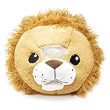 Plush Animal Head Mask Costume | Fun Furry Mascot Head with Mouth Opening (Lion) Gold