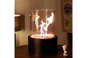 JHY DESIGN 11“H Large Tabletop Fire Bowl Pot Portable Tabletop Fireplace–Clean-Burning Bio Ethanol Ventless Fireplace for Indoor Outdoor Patio(Black)