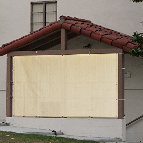 Alion Home Sun Shade Privacy Panel with Grommets on 4 Sides for Patio, Awning, Window Cover, Pergola or Gazebo - Banha Beige (12' x 10')