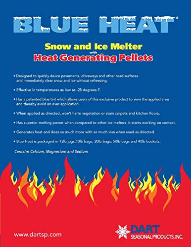 image for PELLETS OF FIRE Blue Heat Snow and Ice Melter Rock Salt - 50lbs Bucket