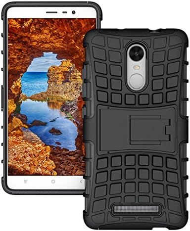 HandStar Armor Case, Shockproof / Anti Slip Back Cover TPU + PC Dual Layer Hybrid Tire Strip Protective Case with Build-in Stand For Xiaomi Redmi Note 2 Pro / Redmi Note 3 (Black)