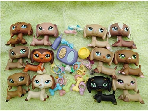 Emilys Doll lps Dachshund 4pcs Random and lps Accessories 3pcs Random Suprise Puppy Figures Wiener Dog with lps Accessories Lot Collectable Figures Kids Gift
