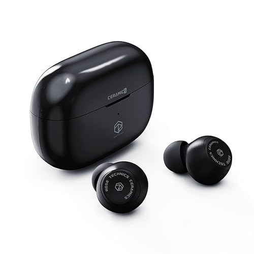 ROSESELSA Ceramics Wireless Earbuds, High-Fidelity Sound, 60ms Gaming Earphones, 35H Playtime with Super Charge, IPX5 Sweat Resistant, Dual Connectivity, Bluetooth 5.3, ENC (Black)
