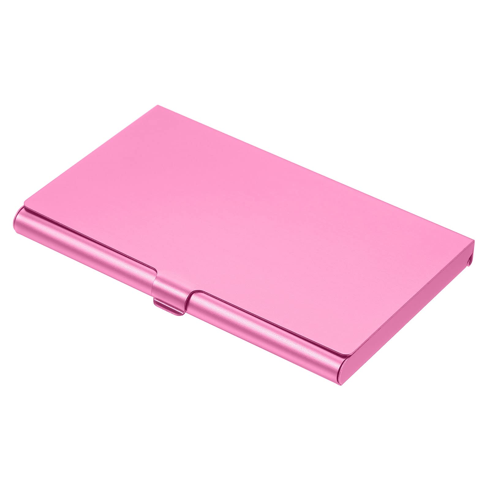 PATIKIL Business Card Holder, Aluminum Alloy Flip Cover Slim Name Cards Case for Women Men, Pink