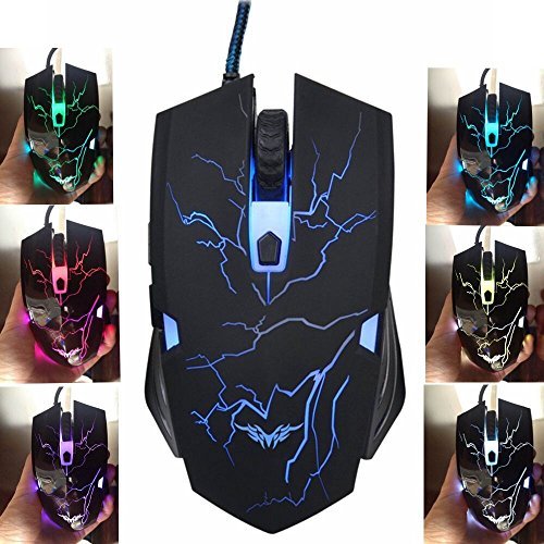 Souldioâ€žGaming Mouse,Ergonomic LED Wired Mouse Mice with 6 Programmable Button/7 Led Changeable/Omron Micro Switches PC-NO Mac(Black)