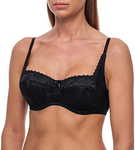fruitVogue Women's Demi &amp; Balconette Underwire Lightly Padded Lace Bra 34 B Black (SL_609_75B)
