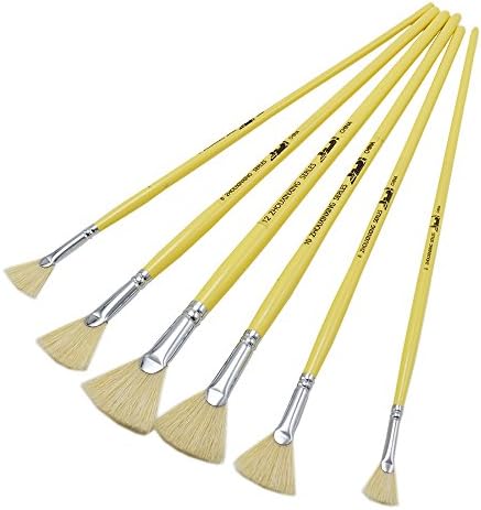 6 Pieces / Set Fan Shape Pig Bristle Hair Paint Handle Oil Paint Brush Watercolor Brush Artists Professional Art Supplies