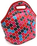 PAG Neoprene Lunch Tote Insulated Reusable Picnic Lunch Bags for Men Women Adults Kids Boys Girls, Pink Spot