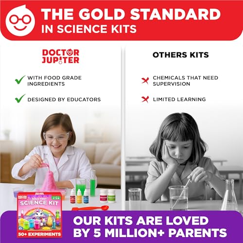 Doctor Jupiter Science Experiments Kit for Girls Ages 4+ | Birthday Gift for 4-5-6-7 Years Old Girls | STEM Toys | Chemistry Set | 50+ Experiments Starter Series