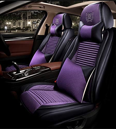 ZJYHYF Leather Car Seat Cover,Universal PU Leather Car Seat Cushion Cover Front And Rear Compatible Airbag,Purple