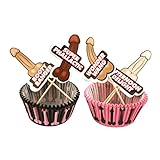 Bachelorette Party Cupcake Set - 24 Penis Wrappers & Toppers