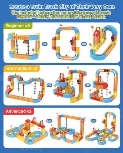 ORCHID M® Magnetic Train Set for Kids, 114 PCS 3D Infinity Flexible Race Track Toys with Infinity Magnetic Cars Electric Set, DIY Cube Track Building Toys,Train Sets for Boys Girls Gifts (1pcs Train)