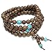 Top Plaza Unisex 108 Natural Wood 6mm 8mm Beads Bracelet Meditation Buddhist Rosary Mala Necklace