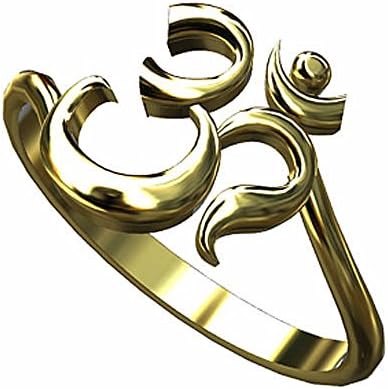 OM AUM Spiritual 14K Yellow Gold Religious Jewelry Ring 2.4mm Wide