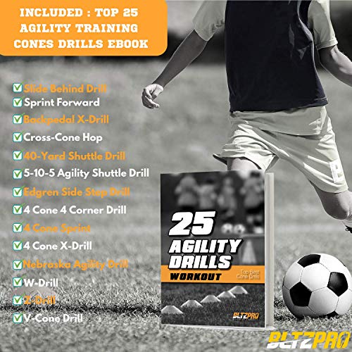 Bltzpro Disc Cones (Set of 56) - Agility Soccer Cones with Carry Bag and Holder for Training, Football, Kids, Sports, Field Cone Markers - Includes Top 25 Drills eBook (Yellow) - Thumbnail 6