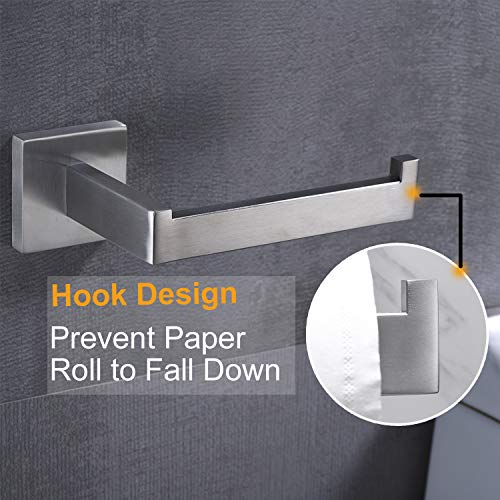 Nolimas Brushed Nickel Toilet Paper Holder SUS304 Stainless Steel Silver Half Open Square Wall Mount Rustfree Bathroom TP Holder Kitchen Washroom Tissue Roll Dispenser - Thumbnail 3