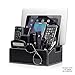 MobileVision Charging Station Faux Leather Executive Stand Multi Device Organizer Use w/Apple iPhone/iPad, Samsung Galaxy, and Laptops