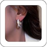 Erimberate Bohemian Crystal Circle Dangle Earrings Gold Cz Paved Hoop Drop Earrings Large Rhinestone Circle Earrings Minimalist Hollow Circle Earrings Jewelry for Women