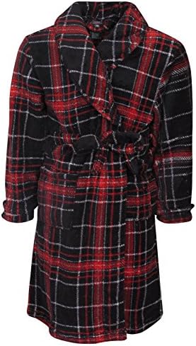 Mac Henry Boys Coral Fleece Printed Robe, Red Plaid, Size 4/5