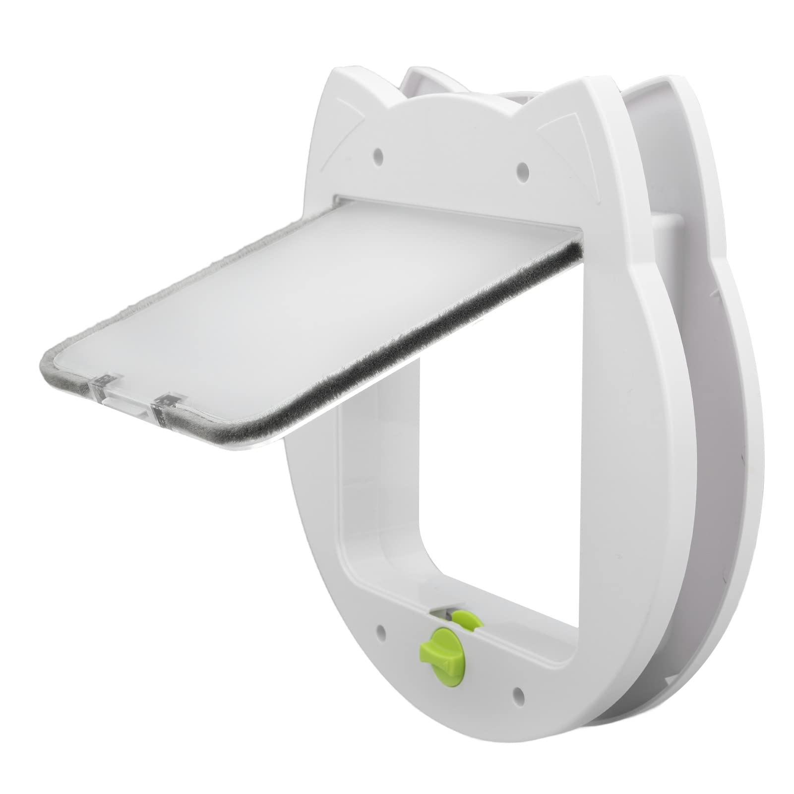 Cat Exterior Door, Lockable Cat Door White Noiseless Lovely 2 Way Rounded Edges for Window (Type 1)