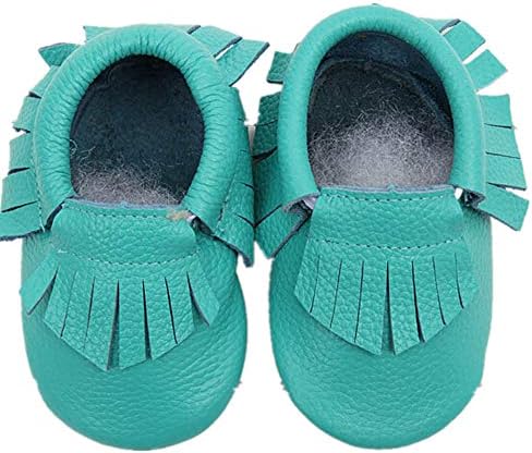 Weiyun Fringed Hand-Made Soft Bottom Toddler Shoes Baby Tassel Soft Leather Shoes Unisex Infant First Walking Toddler Shoes (0~6 Month)