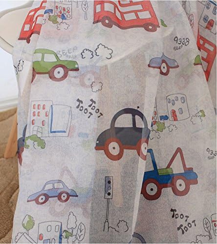 MYRU 1 Pair Cartoon Car Grommet Top Sheer Curtains for Childrens' Room (Sheer Curtains 2 x 52 x 84 Inch)