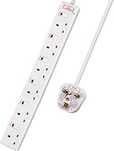 ExtraStar 6 Way Extension Lead Surge Protection Wall Mounted 13A UK Plug 1M view 1