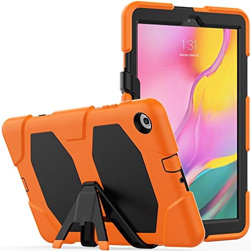 Hongxinyu Galaxy Tab A 10.1 2019 Case T510 T515, Griffin Series Shockproof Protective Cover with Built-in Kickstand and Screen Protection Film for SM-T510 SM-T515 (Orange)