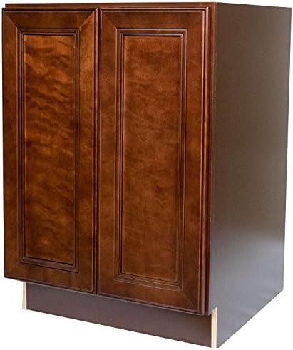 Everyday Cabinets 24 x 34.5 x 24 in. Soft Close Full Height Door Base Cabinet in Leo Saddle with 2 Doors &amp; 1 Shelf RTA