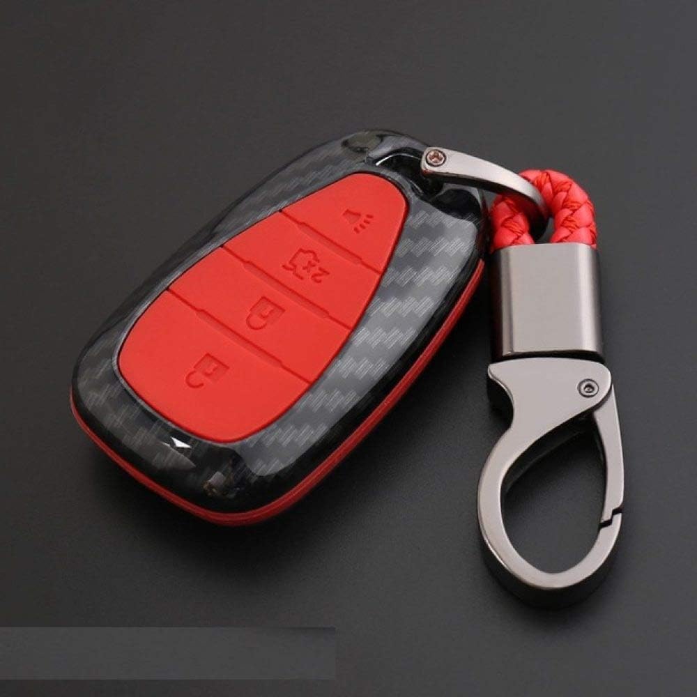 HEZHOUJI Carbon Fiber Print Car Remote Key Bag Holder Case, for Chevrolet Malibu Equinox Cruze Camaro 2016 2017 2018 Accessories,D Carbon Red