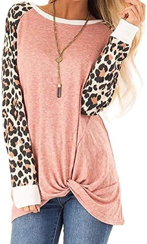 Aokosor Women's Casual Long Sleeve Round Neck Loose Tunic T Shirt Blouse Tops with Pocket