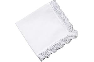 Lightweight White Handkerchief Cotton Lace Trim Hankie Washable Chest Towel Pocket Handkerchief for Adult Wedding Party Handk