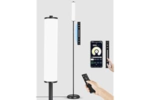 OUTON Bright LED Floor Lamp with Remote, Touch & APP Control, 1500LM 65" Tall Smart Standing Lamp, Color Changing Ambient Lighting, Music Sync, Modern Corner Lamps for Living Room, Bedroom, Black