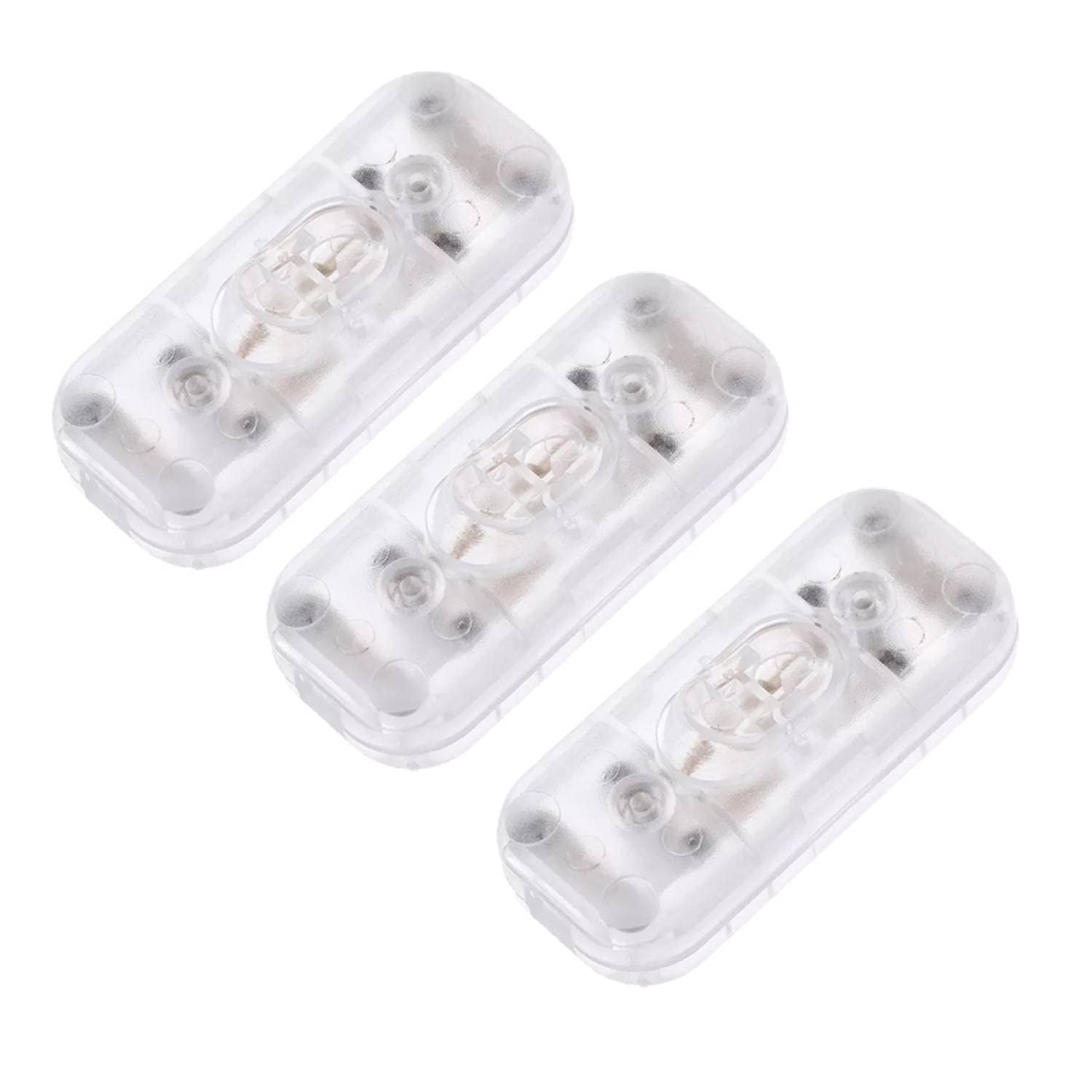 fuchswerk 3 x Intermediate Switch Cord Switch - 2-3-Pin 6A 250V - Rocker Switch, Manual Operation, Transparent