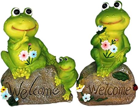 XAUIIO Garden Decor Welcome Statue Cute Frog Family, for Outdoor Patio Ornaments Yard Art Figurines Decorations (Frog Family)