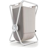 simplehuman X-Frame Hamper, Single Compartment Laundry Hamper for Bedroom Bathroom, Heavy-Gauge Steel Frame, Stain &amp; Odor Resistant Machine Washable Bag, Easy Carry Steel Handles, White
