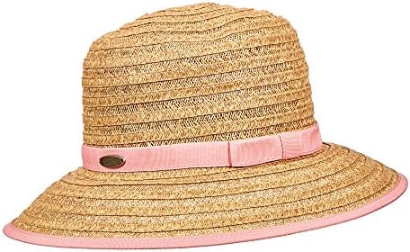 NEW CAPPELLI FASHION PAPER BRAID RIBBON BAND UP/DOWN BRIM CORAL BUCKET SUN HAT (CSW227) โฆ