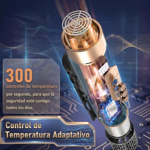 Cepillo Soplador de Pelo 8 en 1|Kit Secador de Pelo con Peine de Aire Caliente|Rizador de Pelo Desmontable Cepillo Alisador Pelo|Multifunción| Motor 110,000 RPM Coanda Iones Negativos y Difusor