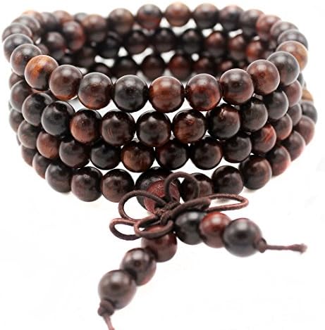 JIIUZUO Natural wooden bead Bracelet Necklace for man women Chinese knot Elastic 6mm 108