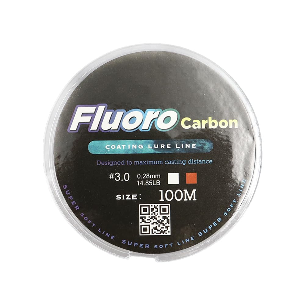 FONGKNOX 100M Fluorocarbon Fishing Line 100% Fluoro Leader Line Virtually Invisible Low Memory Sink Fast Clear High Sensitive Anti-Curl Abrasion Resistance Freshwater Saltwater Size 3.0 14.85LB/6.75KG
