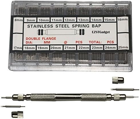EZSTGadget Professional 360 PCS 8-25mm Stainless Steel Watch Band Spring Bars + 5.3 Inch Strap Link Pins Remover Removal Tool Set for Band Replacement Repair Fix Kit