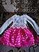 WEONEDREAM Baby Girls' Party Dress with Long Sleeves Striped Crochet Flower Patchwork (4T(120), white hot pink)