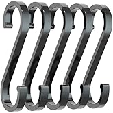Seadiquiet 5PCS Black S-Shaped Hooks,Space Aluminum S Hook Multifunctional Hanging Hook Clasp Holder for Kitchen Bedroom