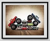 Vintage Monster Trucks Car Crush Bigfoot Vs. Awesome Kong, Boys room Wall art, Photo Decor, Monster truck room, Nursery decor, Kids Room Wall Art.