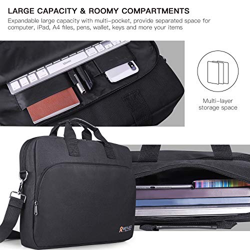 REYLEO Laptop Bag, Christmas Gift 15.6 Inch USB Laptop Briefcase, Waterproof Travel Business Messenger Shoulder Bag with Luggage Strap for Men Women School Fits MacBook HP Dell Notebook Tablet