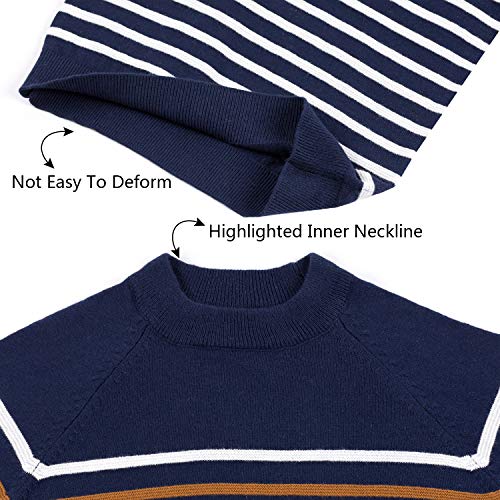 Adory Sweety Tops Sweater for Kids Baby Boy Toddler Soft &Cute Crew Neck Stripe Long Sleeve Pullover (Blue, 6Y)